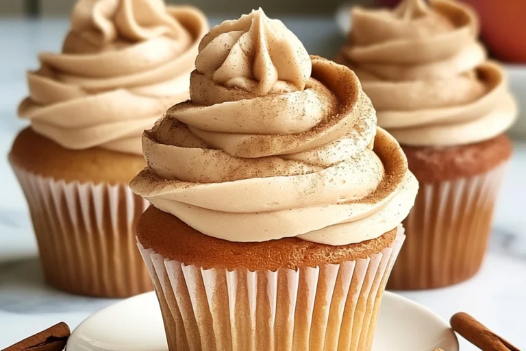 Delicious apple cider cupcakes with brown sugar cinnamon buttercream frosting