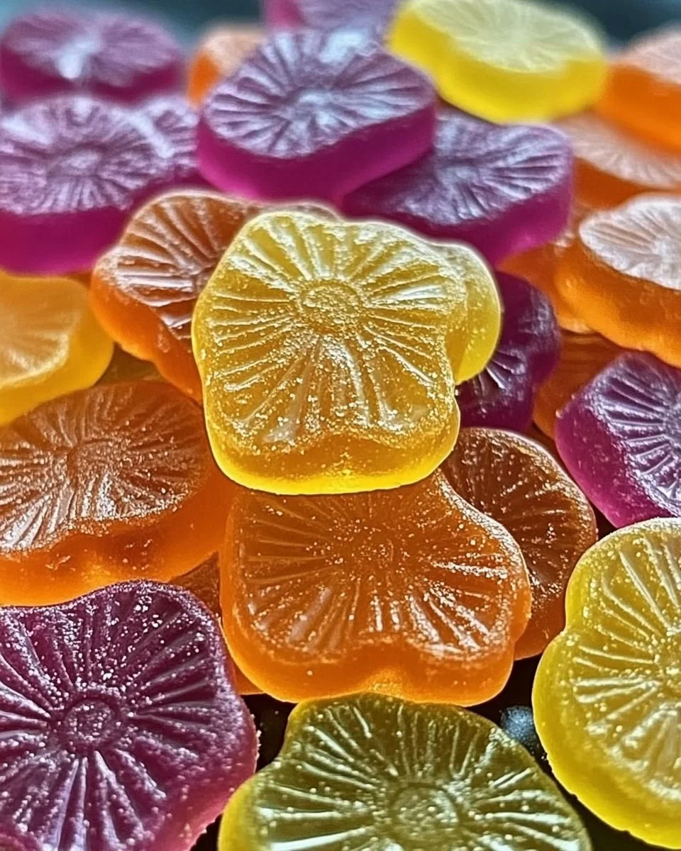 A jar of delicious Apple Pie Moonshine Gummies with apples and spices.