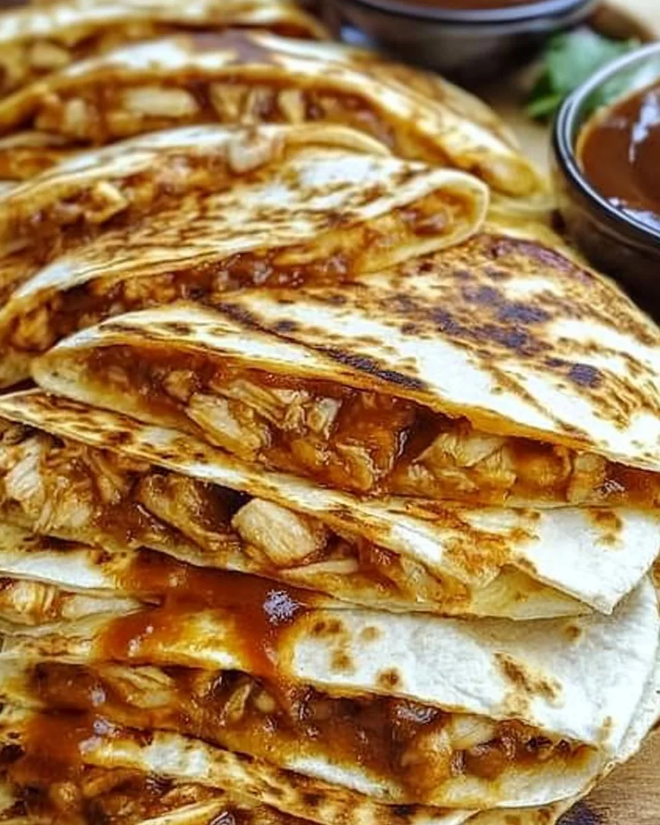 Delicious BBQ chicken quesadillas with melted cheese and smoky flavor