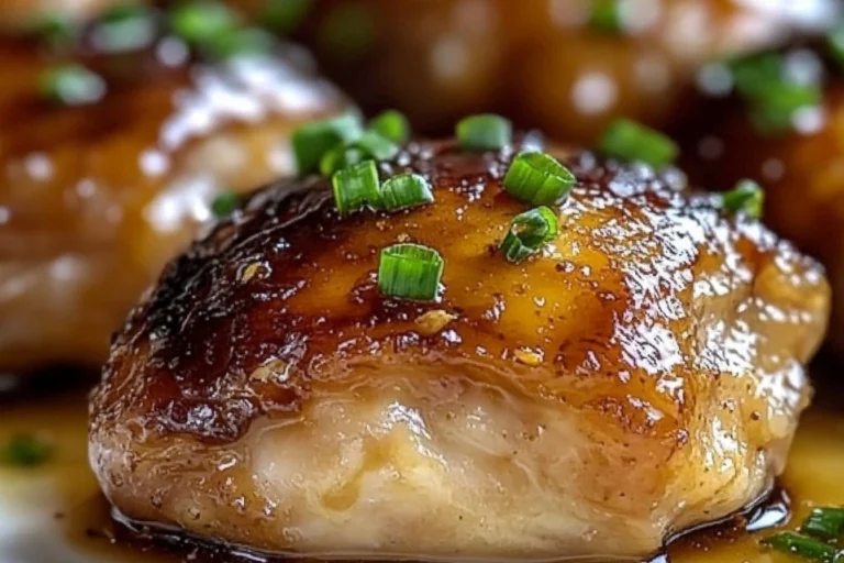 Succulent Brown Sugar Dijon Chicken Thighs garnished and ready to serve