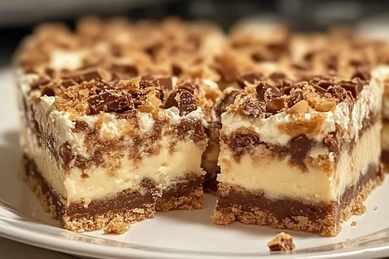 Delicious cake mix toffee bars topped with chocolate and nuts