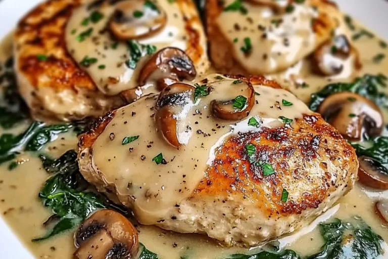 Chicken, spinach and mushroom bake fresh out of the oven
