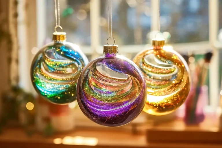 Colorful suncatcher craft made with clear glue and design elements