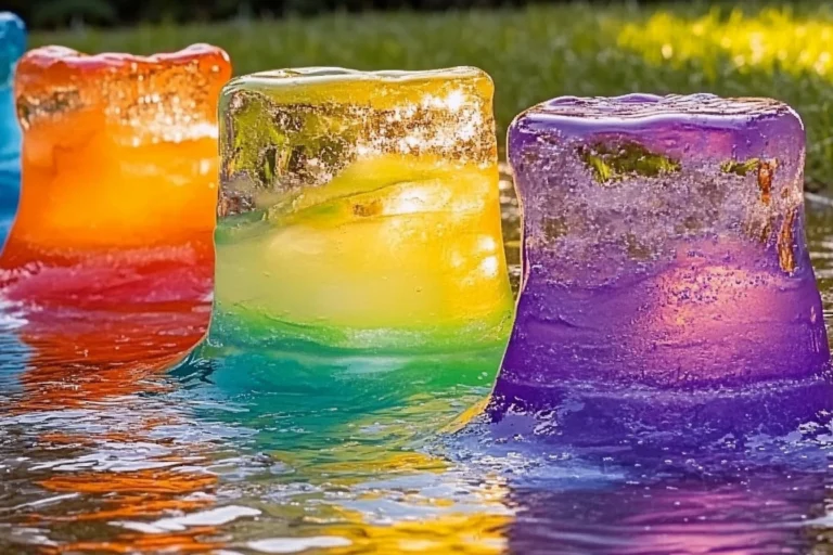 Colorful ice eruptions showcasing vibrant colors and natural beauty.