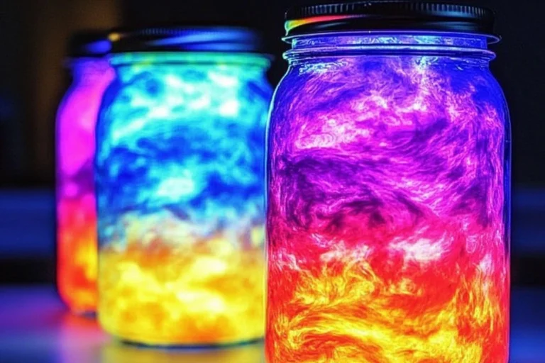 Color changing lava lamp jars DIY project for kids