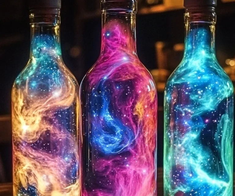 Colorful DIY Nebula Bottles creating a cosmic effect