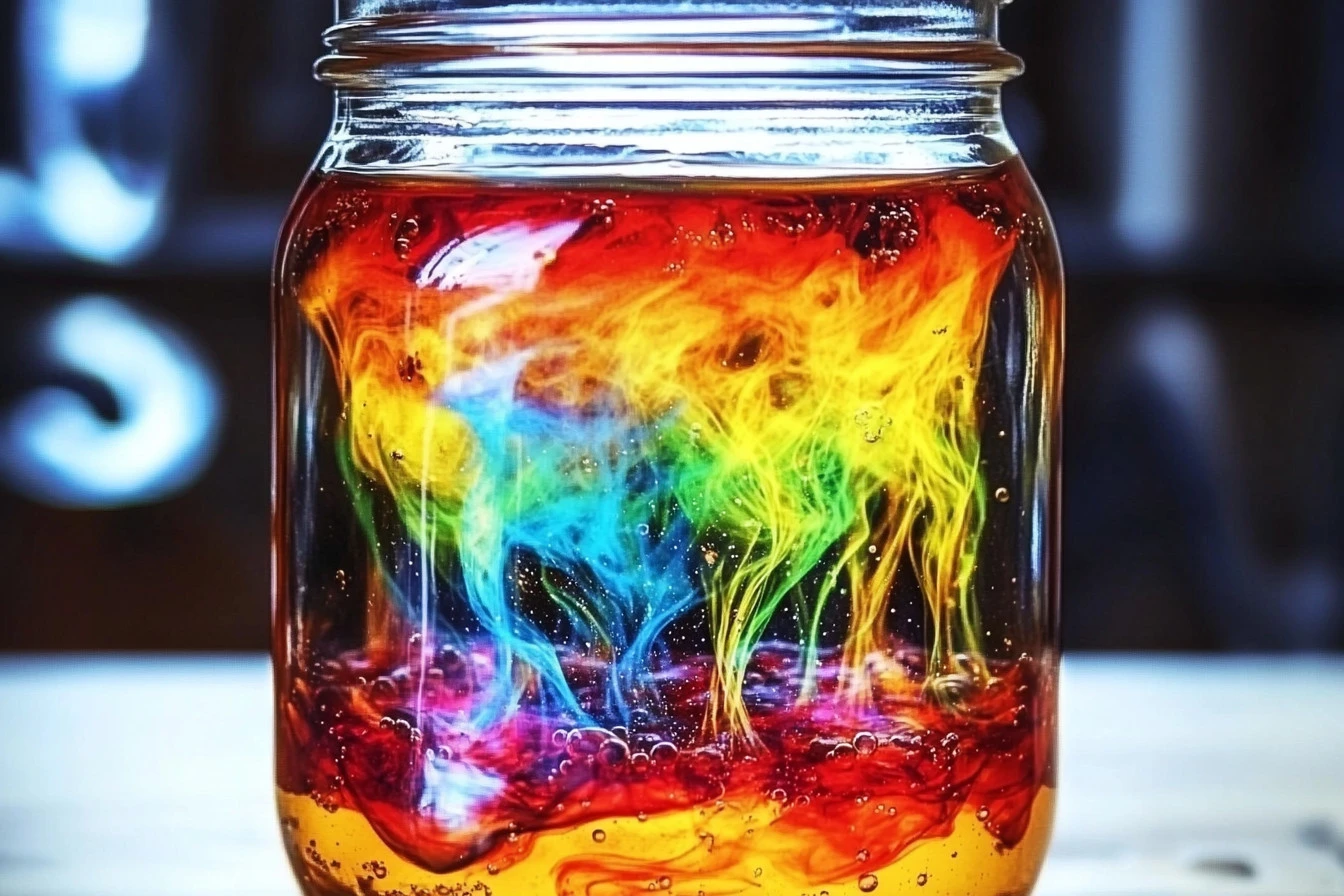 Colorful fireworks captured in a jar, showcasing a unique DIY decoration.