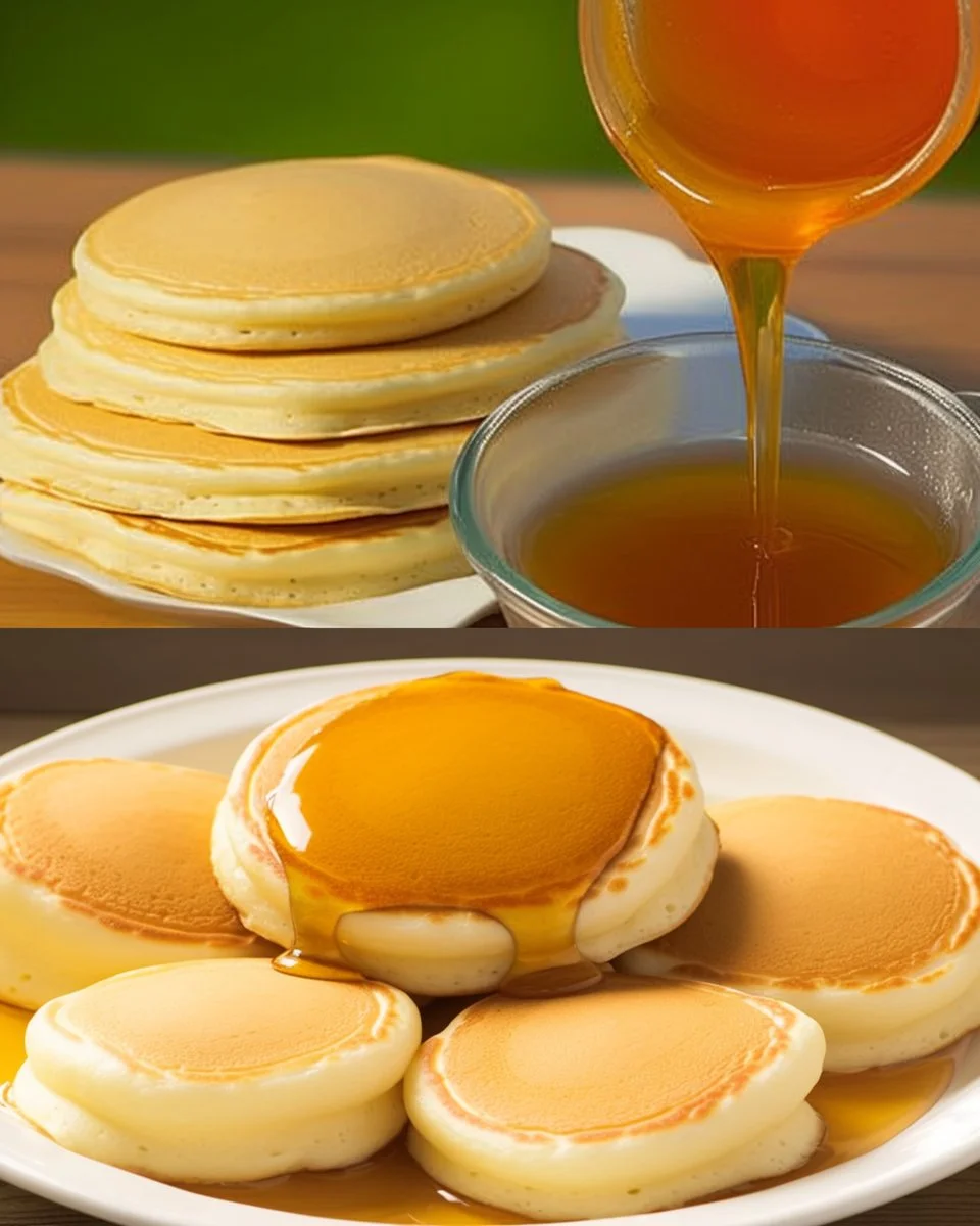 Stack of fluffy pancakes with syrup and berries on a plate