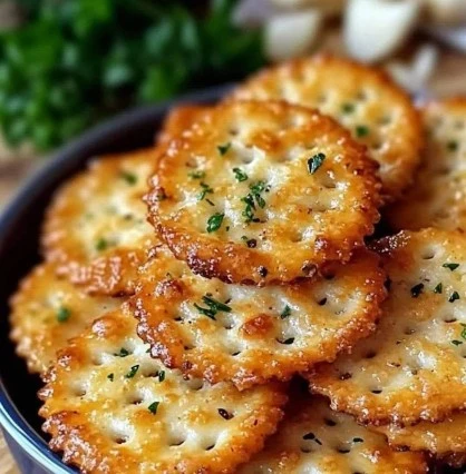 Garlic Parmesan Ritz Bits - a delicious savory snack