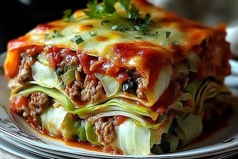 Hearty stuffed cabbage roll casserole served in a baking dish