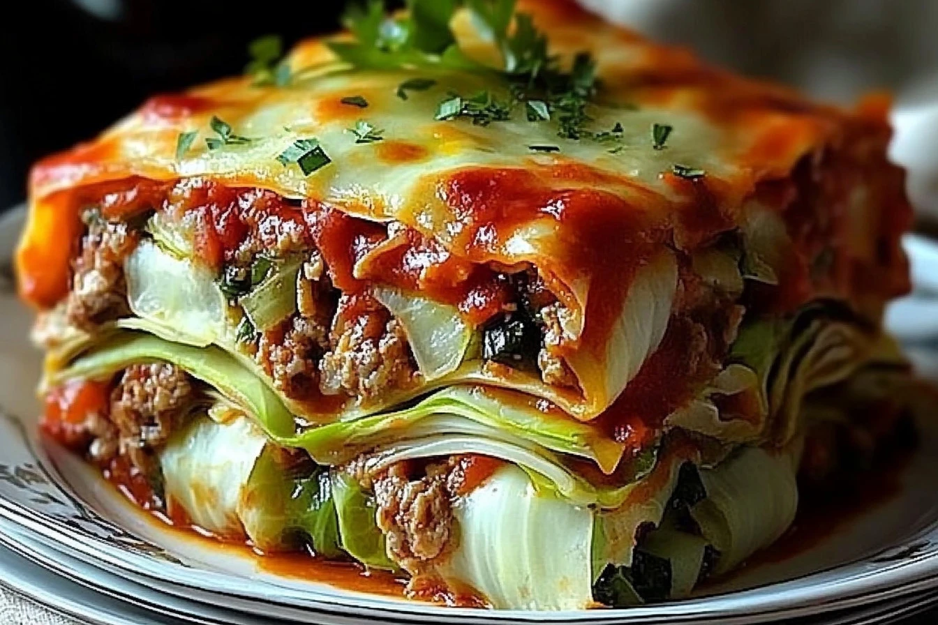 Hearty stuffed cabbage roll casserole served in a baking dish