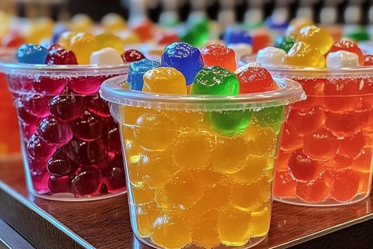 Colorful Jolly Rancher Jello Shots in vibrant cups at a party