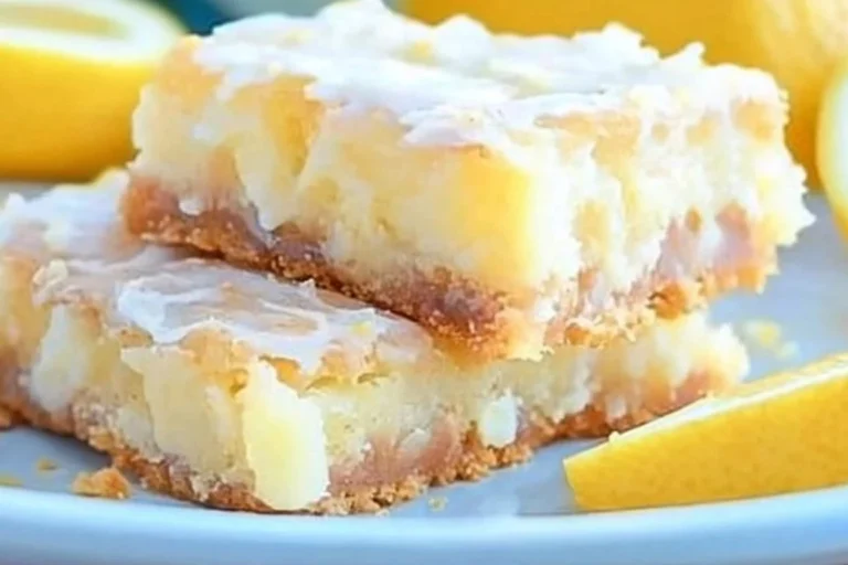Delicious lemon brownies with a zesty lemon glaze.