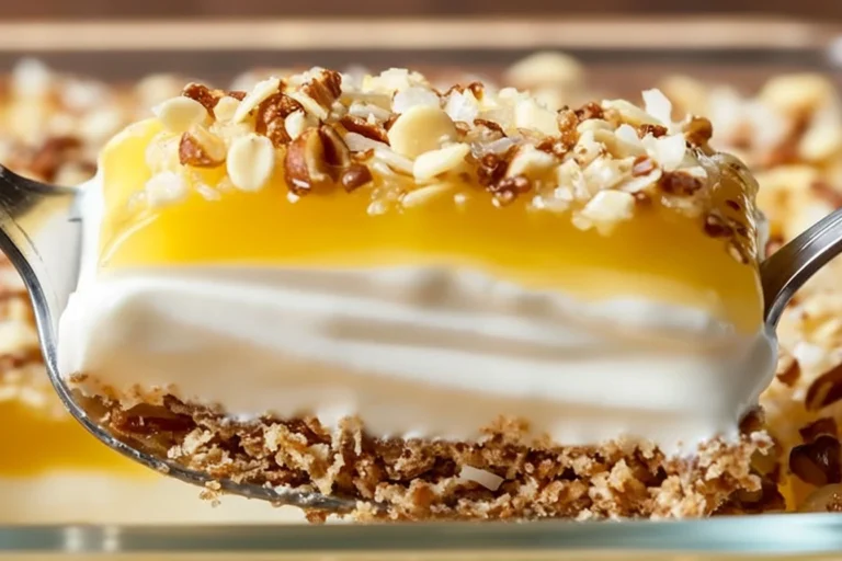Delicious Lemon Pretzel Dessert with a tangy lemon glaze and crunchy pretzels