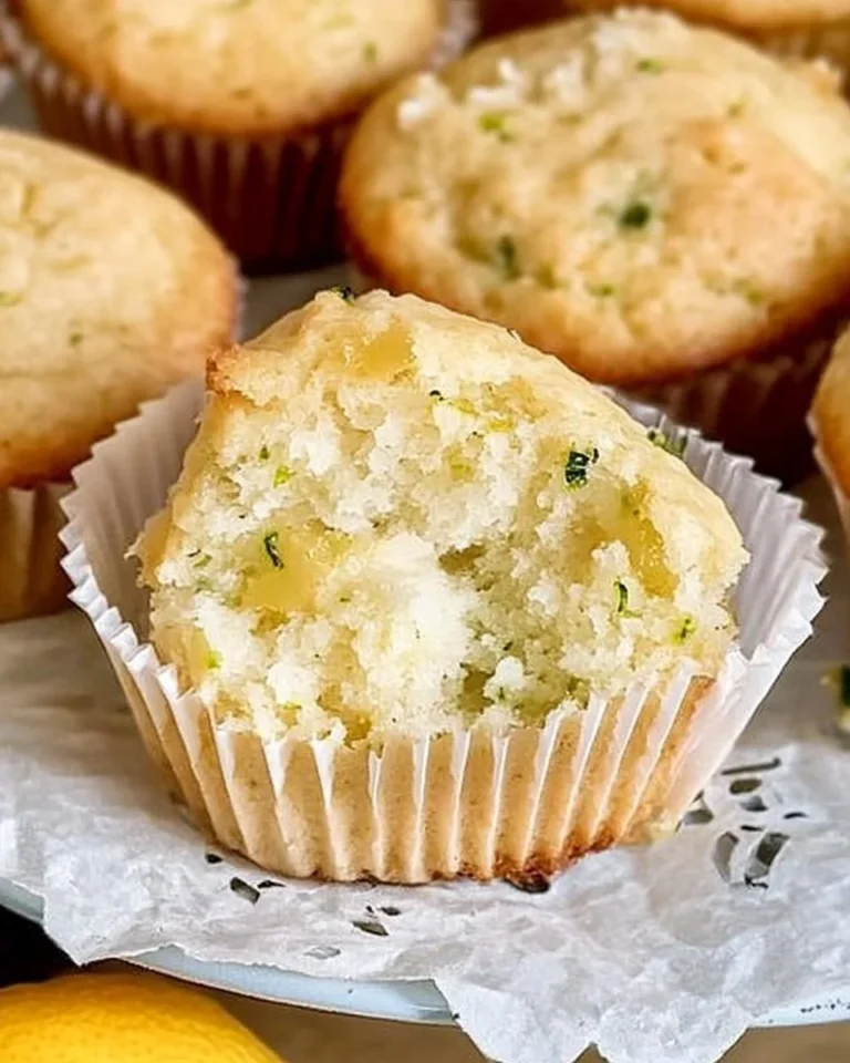 Freshly baked lemon zucchini muffins on a cooling rack.