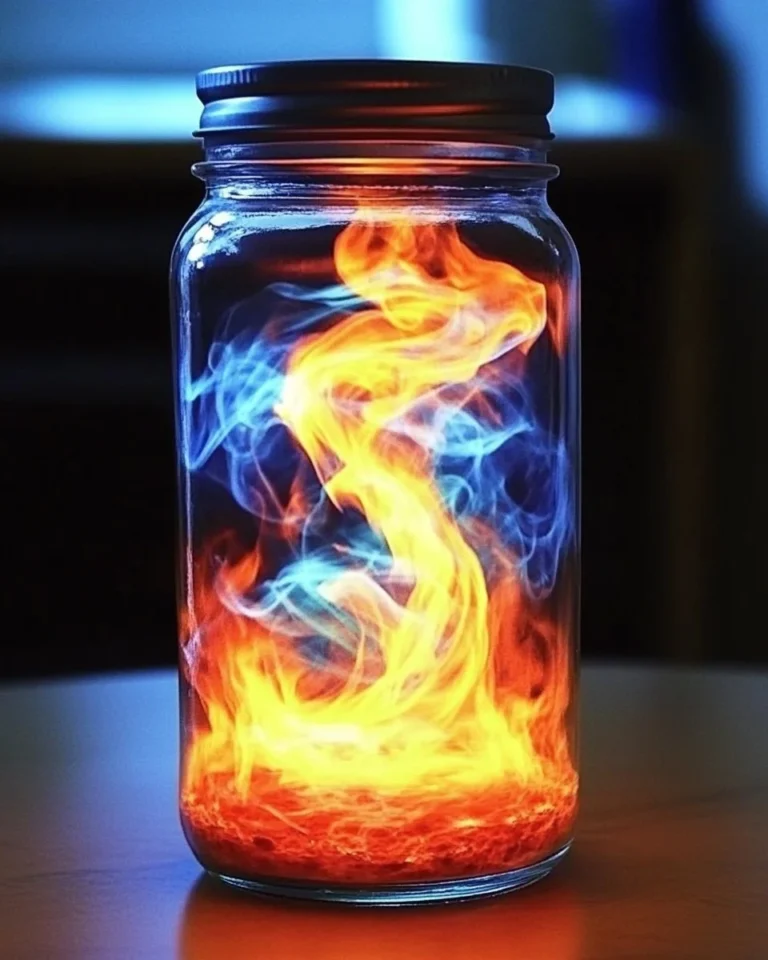DIY lava lamp in a jar with colorful liquids and bubbles