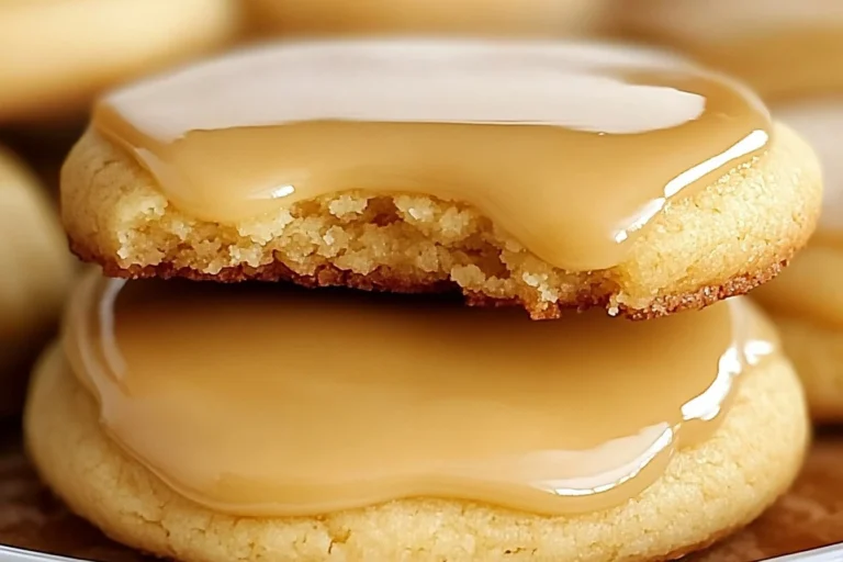 Delicious maple cookies with a smooth maple icing topping, freshly baked.