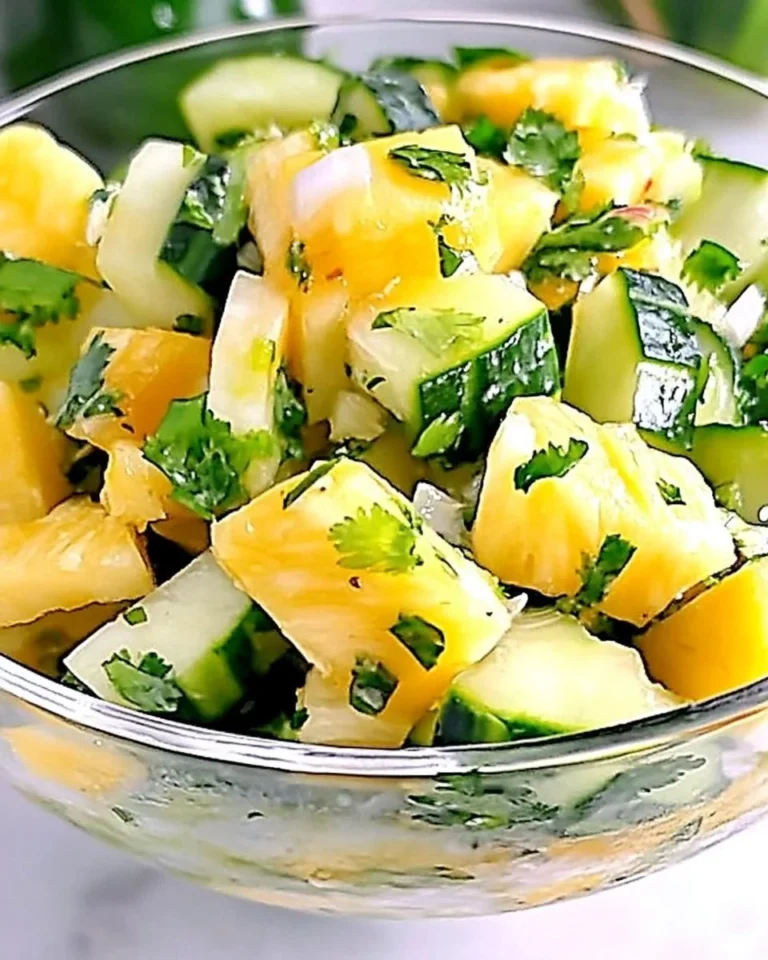 Pineapple Cucumber Salad with fresh ingredients in a bowl