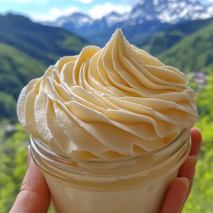 Delicious Russian Buttercream frosting on a cake