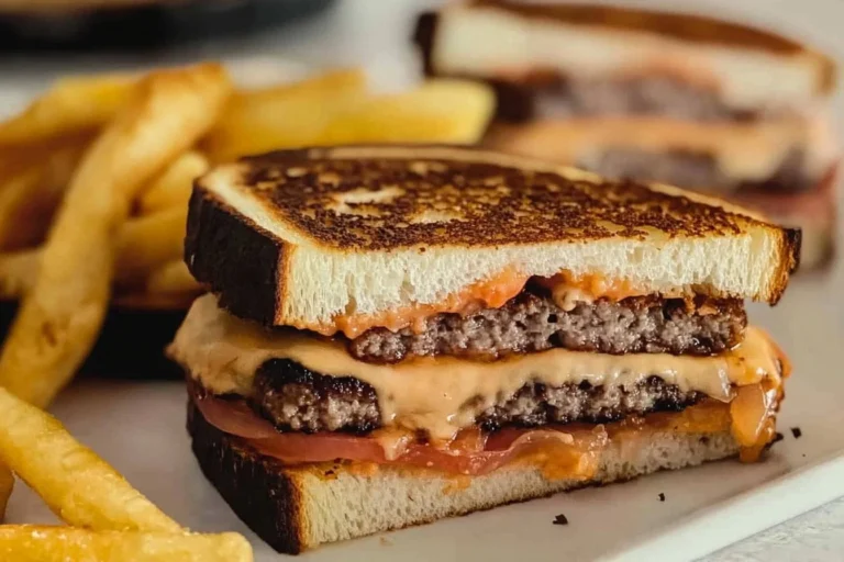 Delicious secret sauce patty melts served on toasted bread with melted cheese