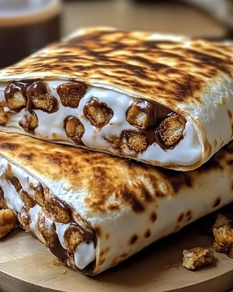 A delicious S’mores Crunchwrap filled with chocolate, marshmallows, and graham crackers.