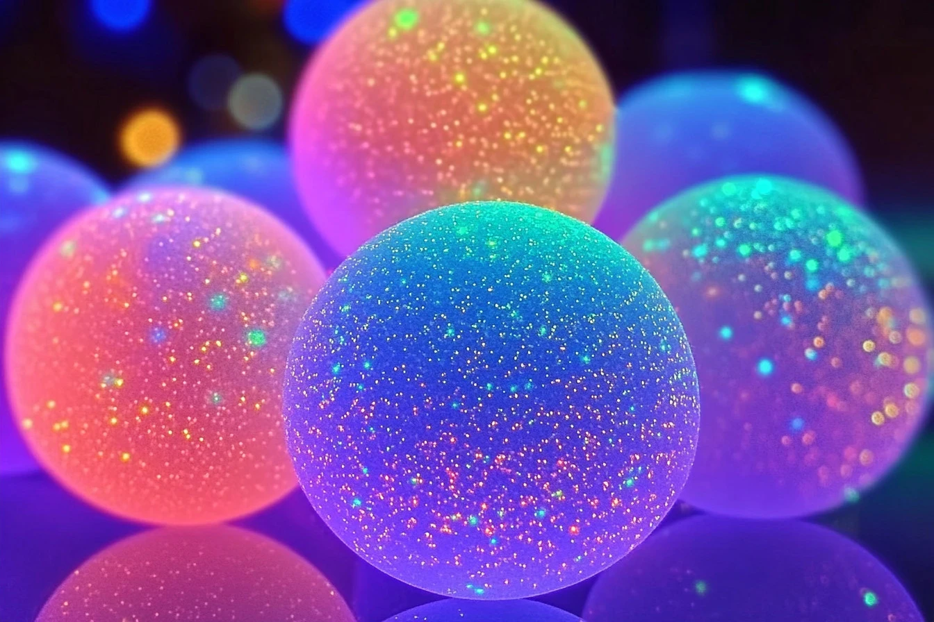 Colorful super glowing bounce balls ready for play and fun activities