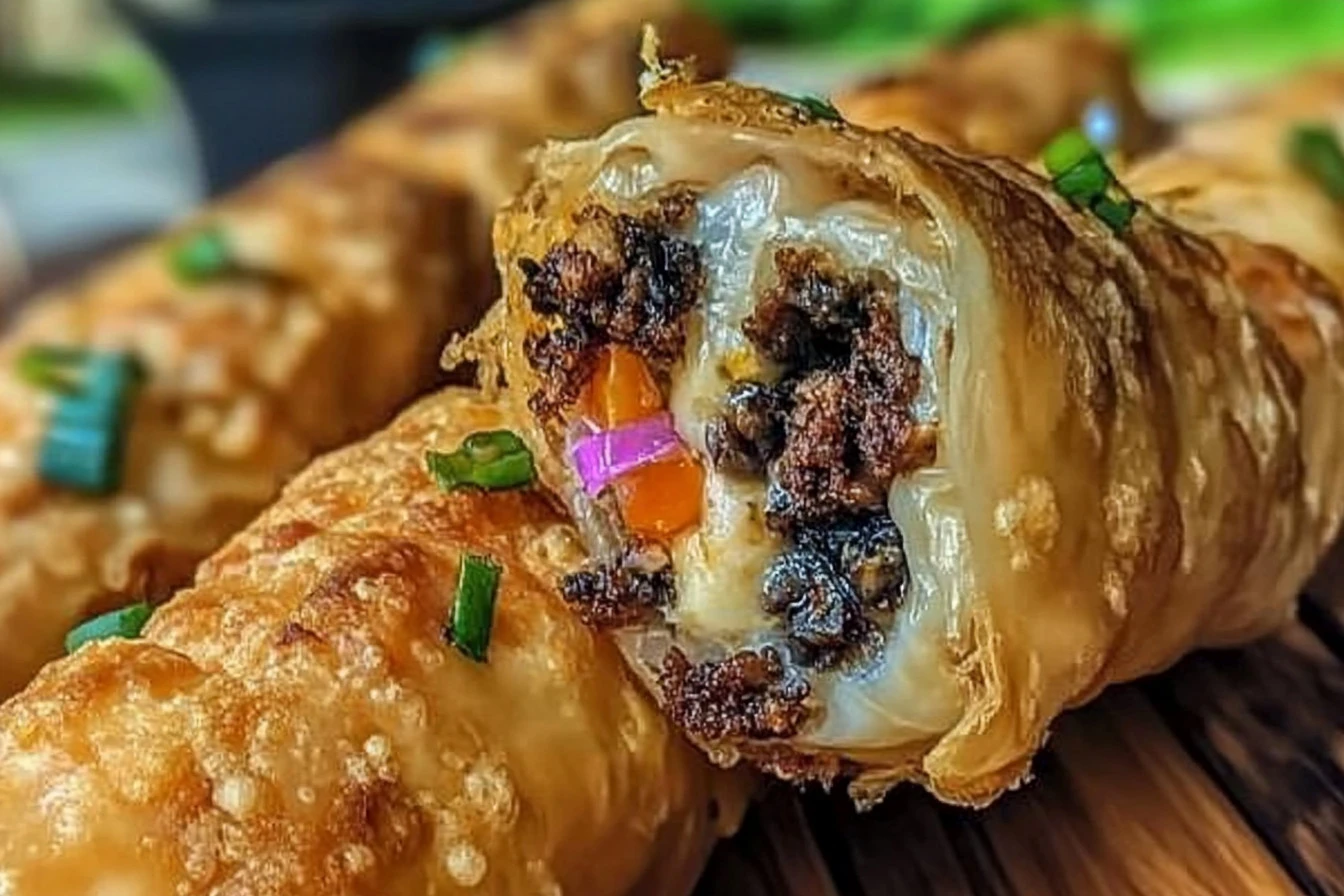 Delicious Voodoo Egg Rolls filled with flavorful ingredients and spices.