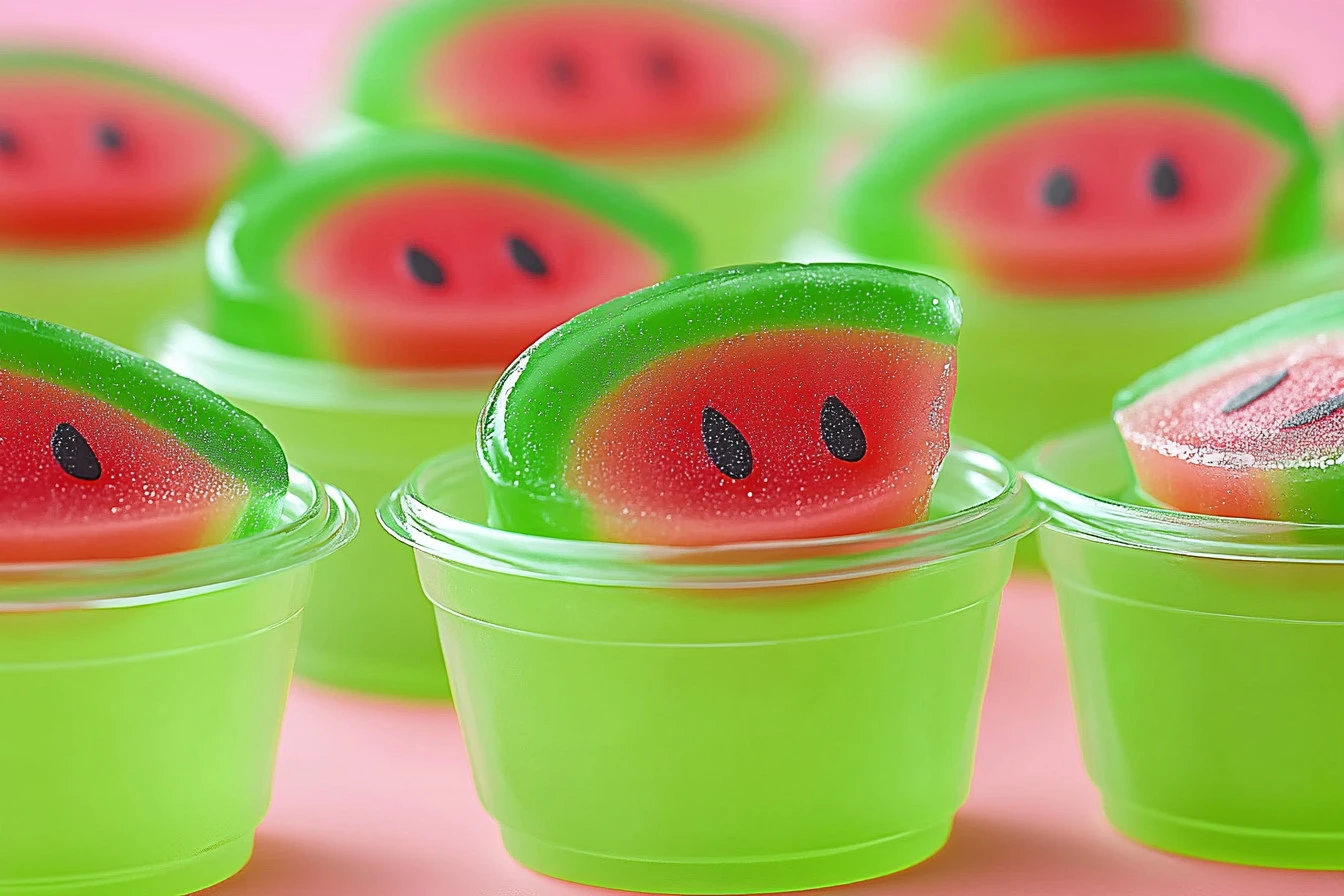 Delicious watermelon jello shots served in a watermelon rind