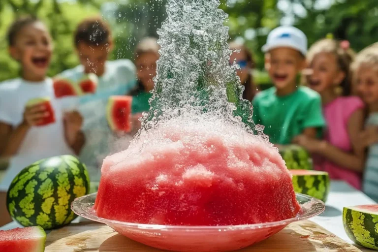 Watermelon Volcano experiment demonstrating a fun chemical reaction
