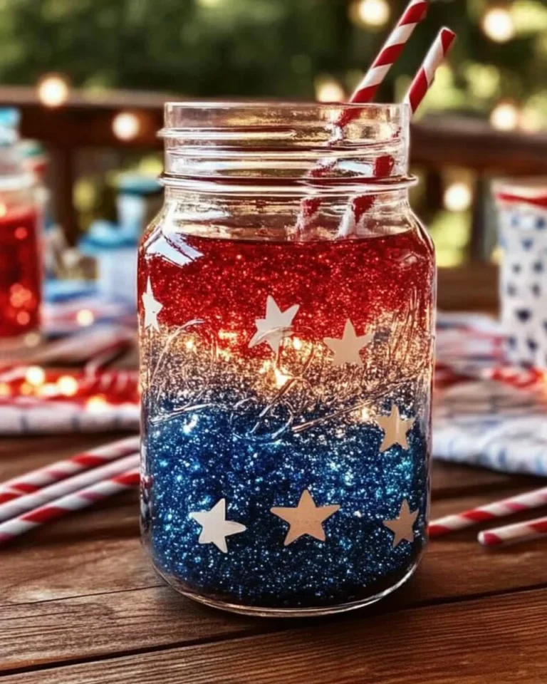 Colorful 4th of July fireworks jar for festive celebrations