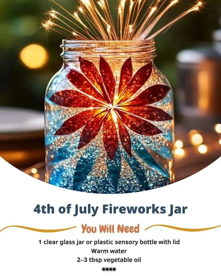 Colorful 4th of July fireworks in a decorative jar display.