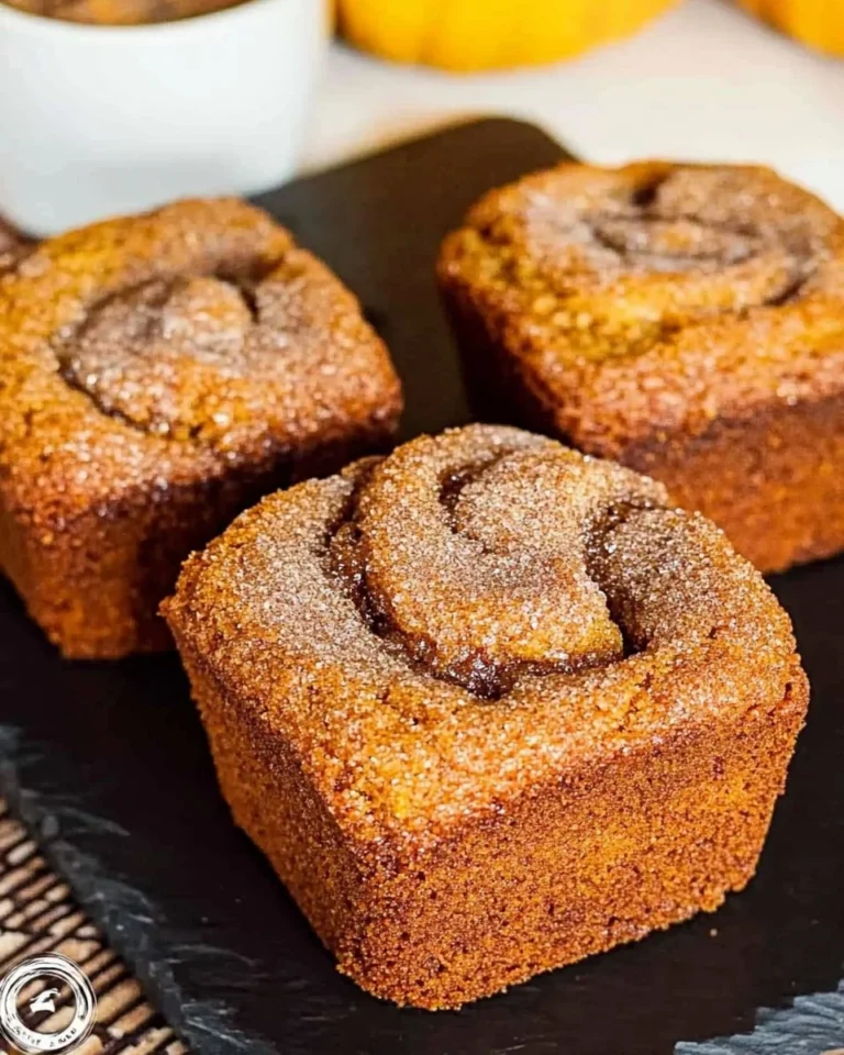 Cinnamon swirl pumpkin bread mini loaves ready to enjoy with a cup of coffee