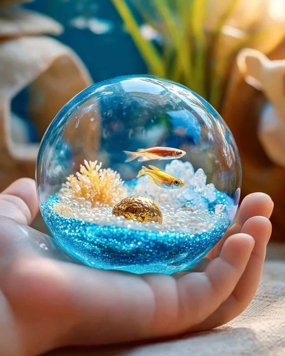 Colorful DIY aquarium sensory gel balls for enhancing fish tank decor