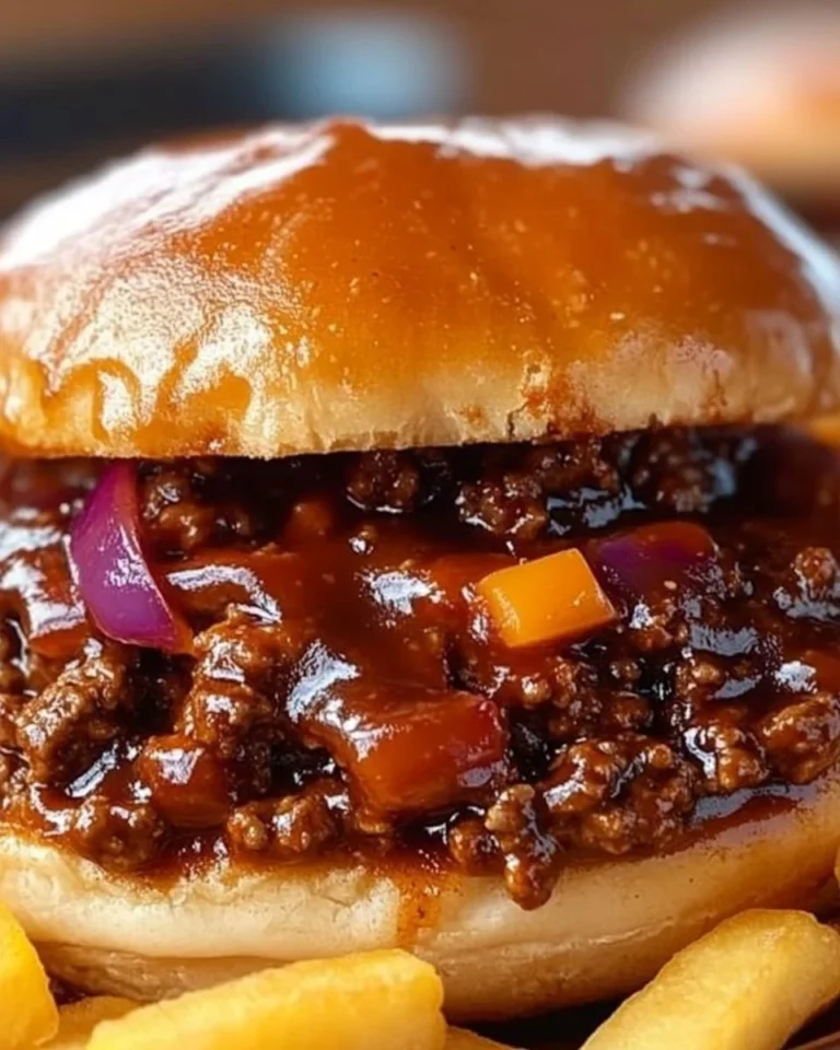 Delicious Dr. Pepper barbecue sloppy joes served in buns with toppings.