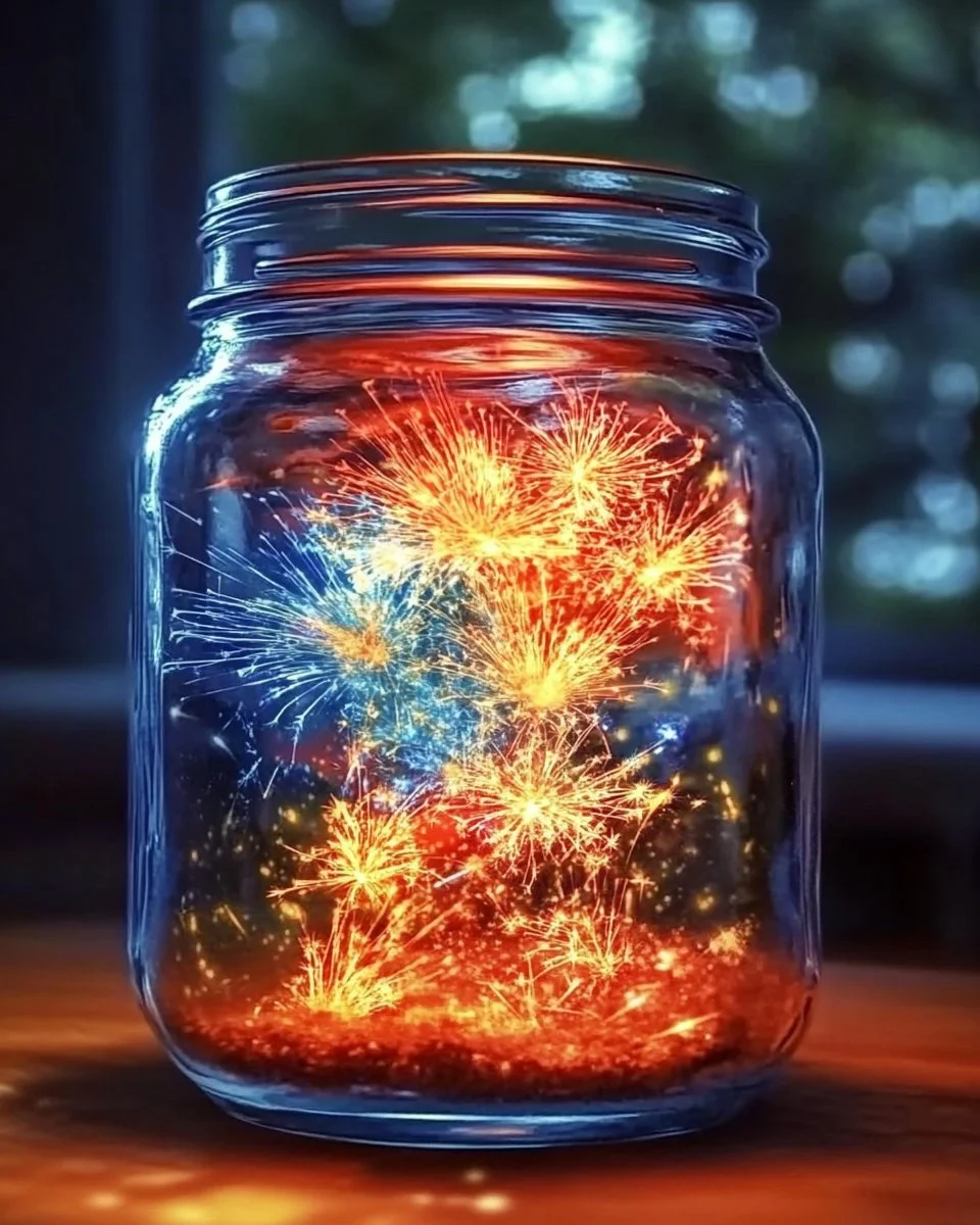 Colorful fireworks in a jar, showcasing DIY decorations for celebration events.