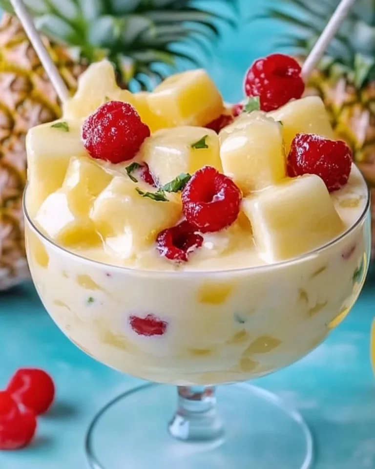 Frozen Piña Colada Bowl topped with fresh fruits and coconut flakes