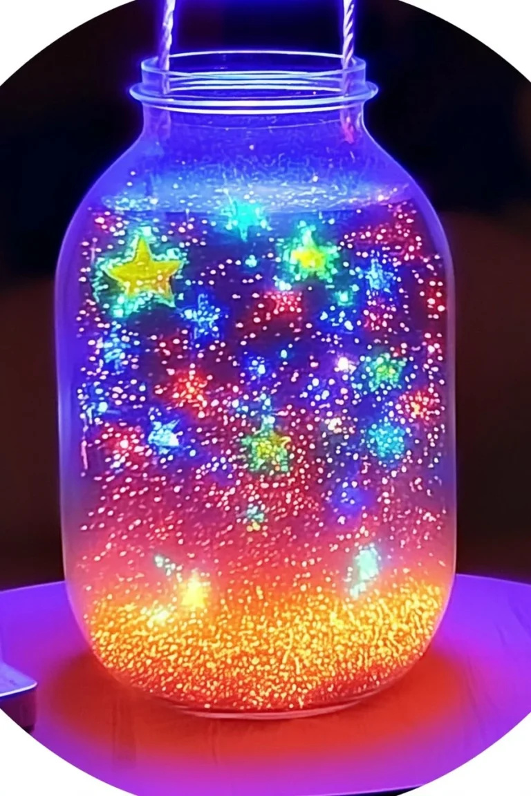 A peaceful glitter jar sparkling under sunlight, promoting calmness and mindfulness.