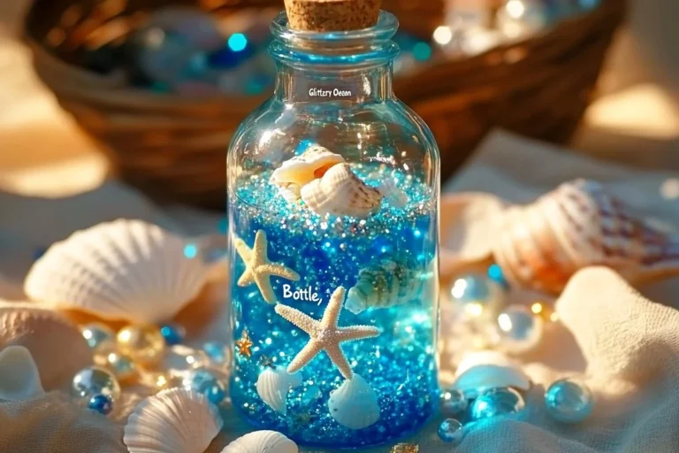 Glittery ocean in a bottle decorative craft project