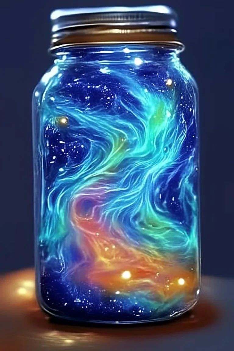 DIY glowing Aurora Borealis jar project for home decor