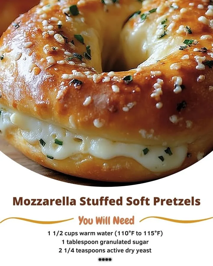 Delicious mozzarella stuffed soft pretzels topped with coarse salt