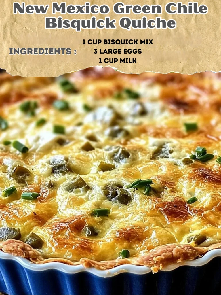 Delicious New Mexico Green Chile Bisquick Quiche topped with fresh ingredients.