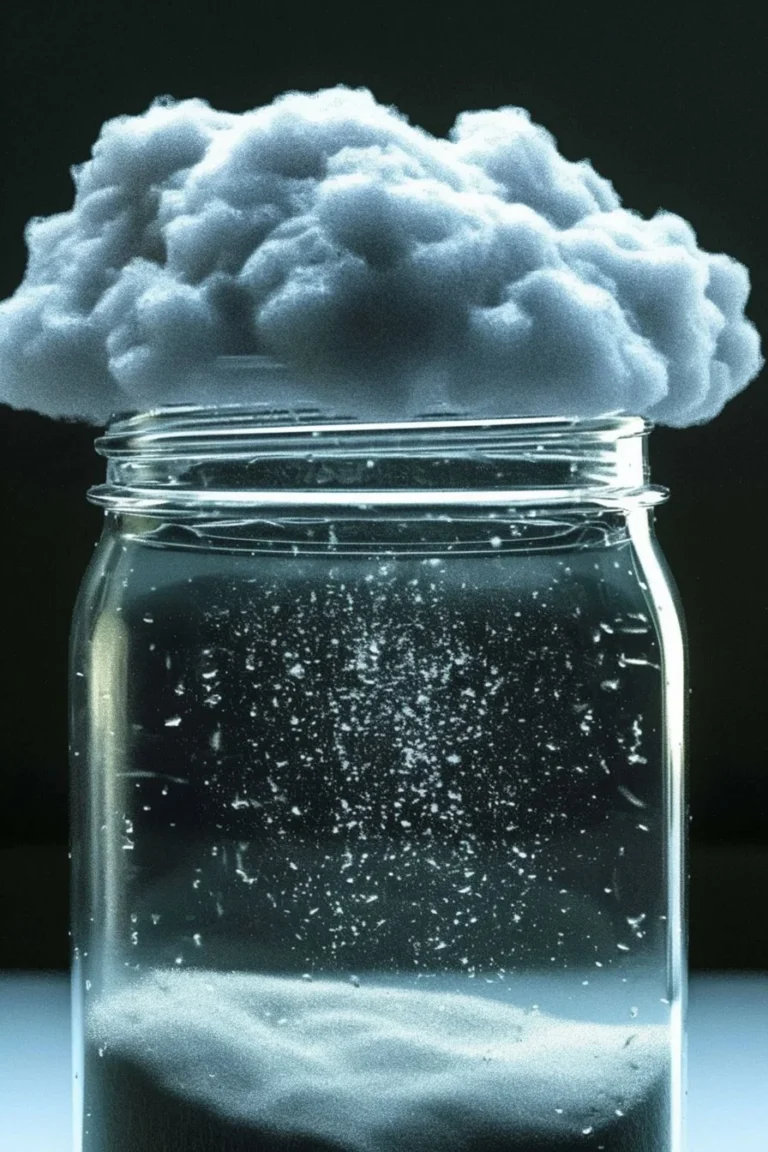 DIY rain cloud in a jar science experiment demonstrating cloud formation