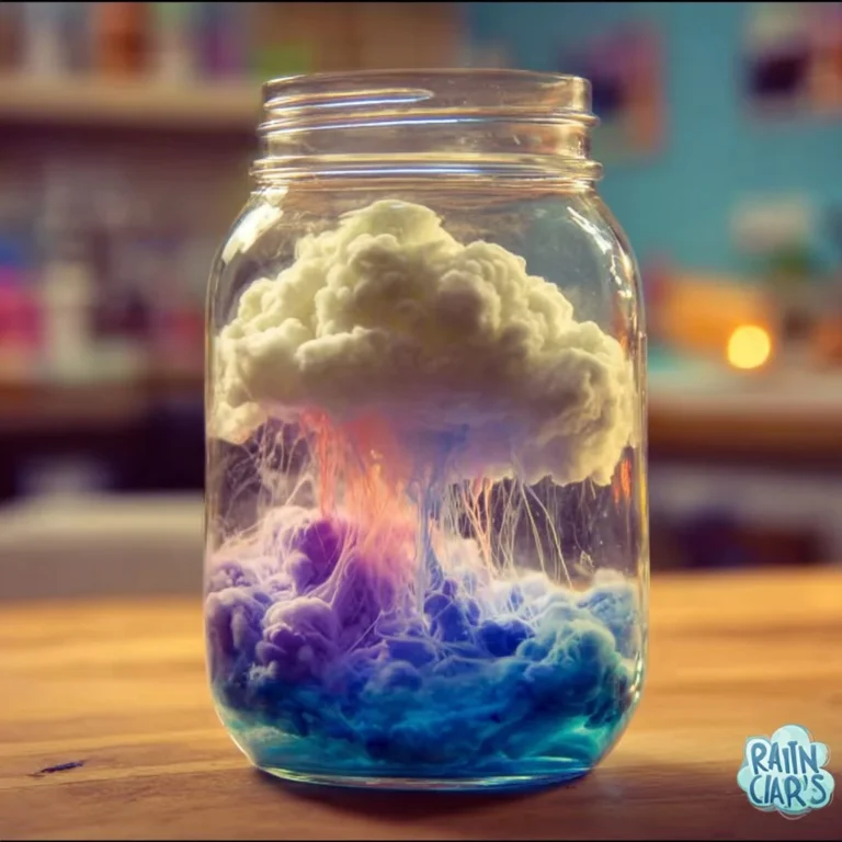 DIY rain cloud in a jar experiment demonstrating weather concepts