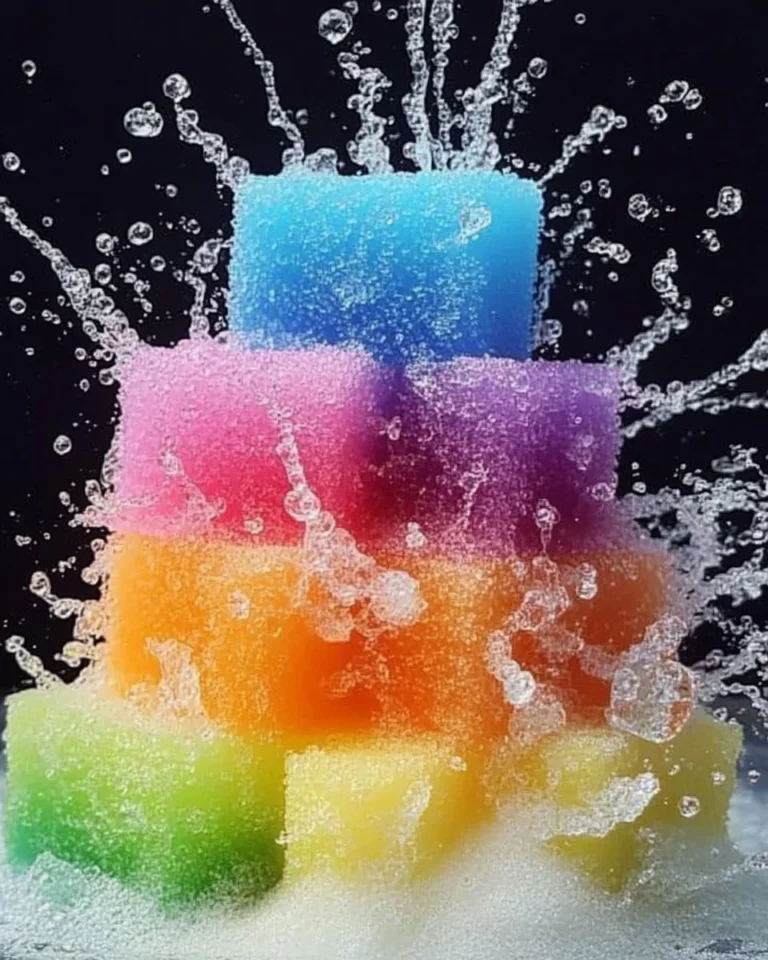 Colorful rainbow sugar explosions that bounce and pop, perfect for colorful treats.