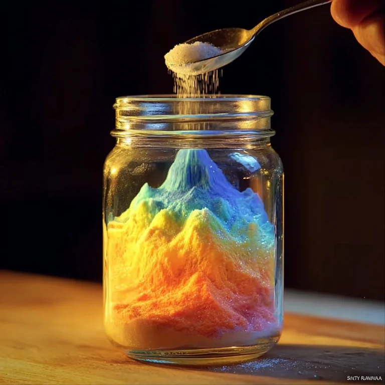 Rainbow eruption in a jar showcasing a salt volcano experiment