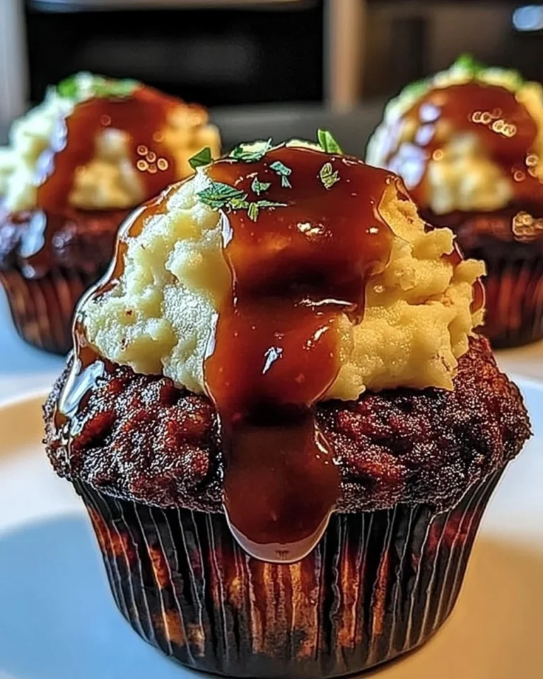 Smoky Bourbon BBQ Bacon-Wrapped Meatloaf Cupcakes with Mashed Potato Frosting