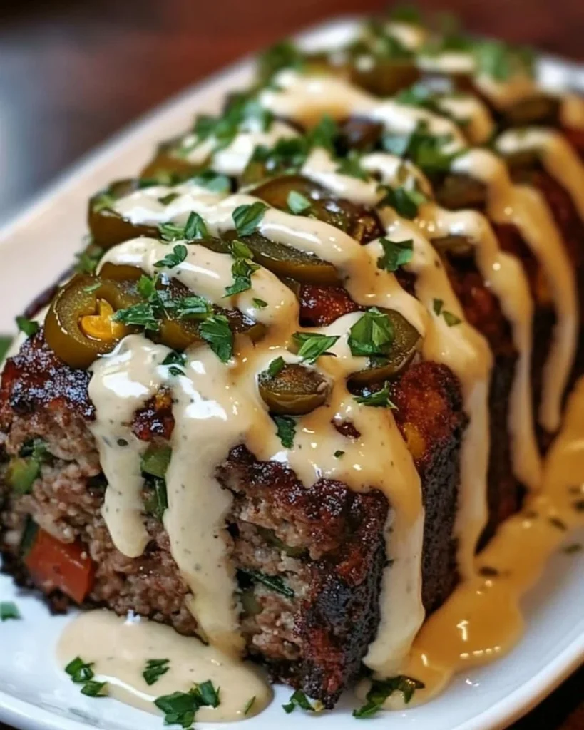 Smoky Jalapeño Popper Meatloaf with Creamy Ranch Drizzle