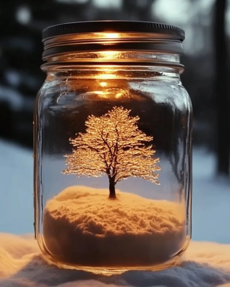 DIY snow storm in a jar craft project for winter decor