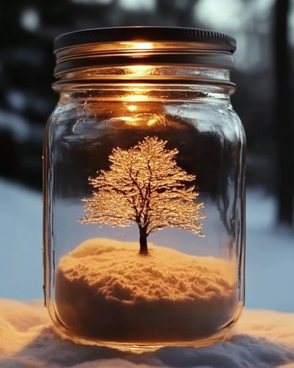 DIY snow storm in a jar craft project for winter decor