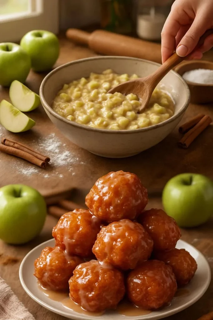 Cinnamon Glazed Apple Fritter Bites